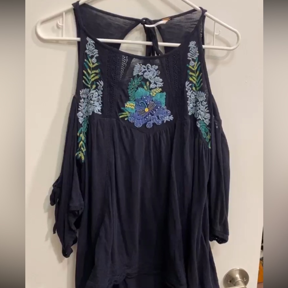 Free People Cutout Shoulder Blouse